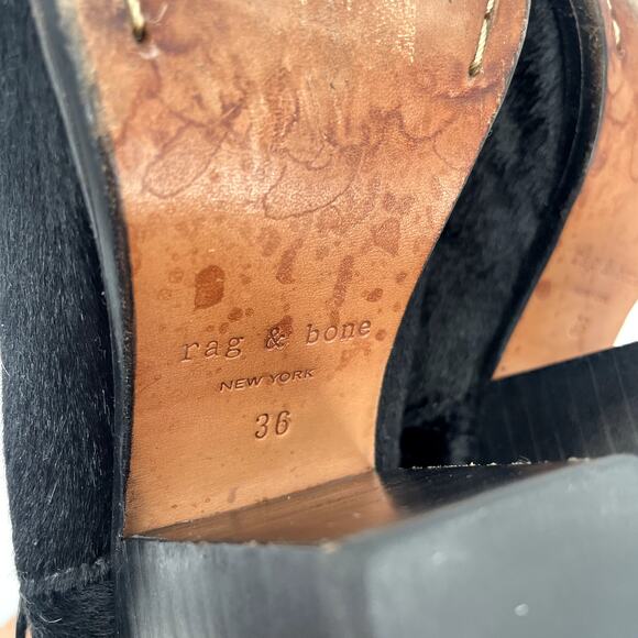 RAG & BONE Harrow Black Leather Heeled Bootie Boots // 6 - Picture 7 of 13